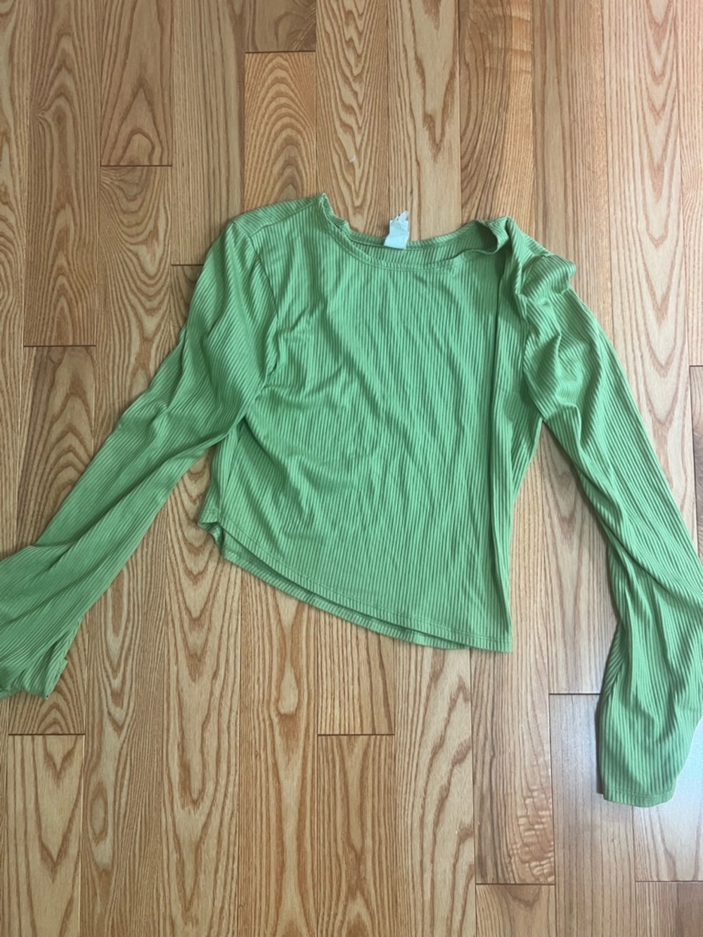 twik Light Green Ribbed Long-Sleeve Crew Top